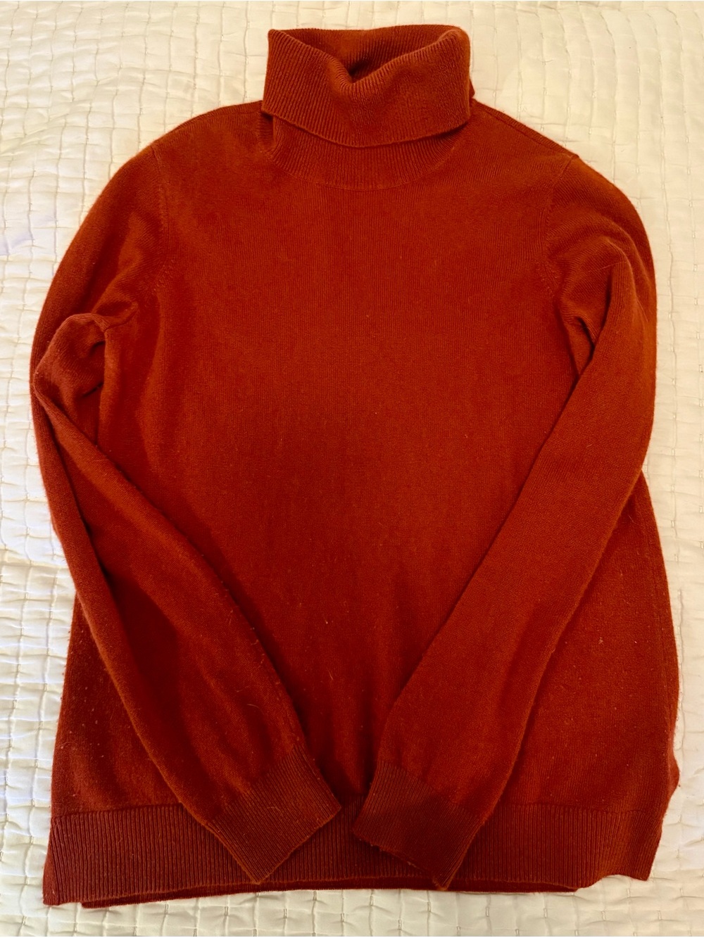 Orvis Cashmere Rust-Red Turtleneck Sweater
